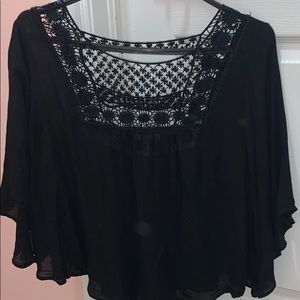 Black butterfly top